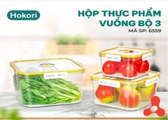 BỘ 3 HỘP ĐỰNG THỰC PHẨM VUÔNG HOKORI